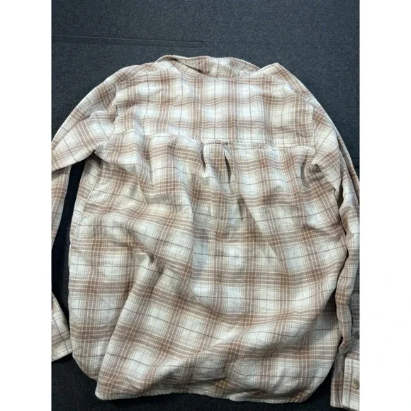 American Eagle Outfitters Beige And Cream Plaid Shirt XS Lightweight - Picture 3 of 3